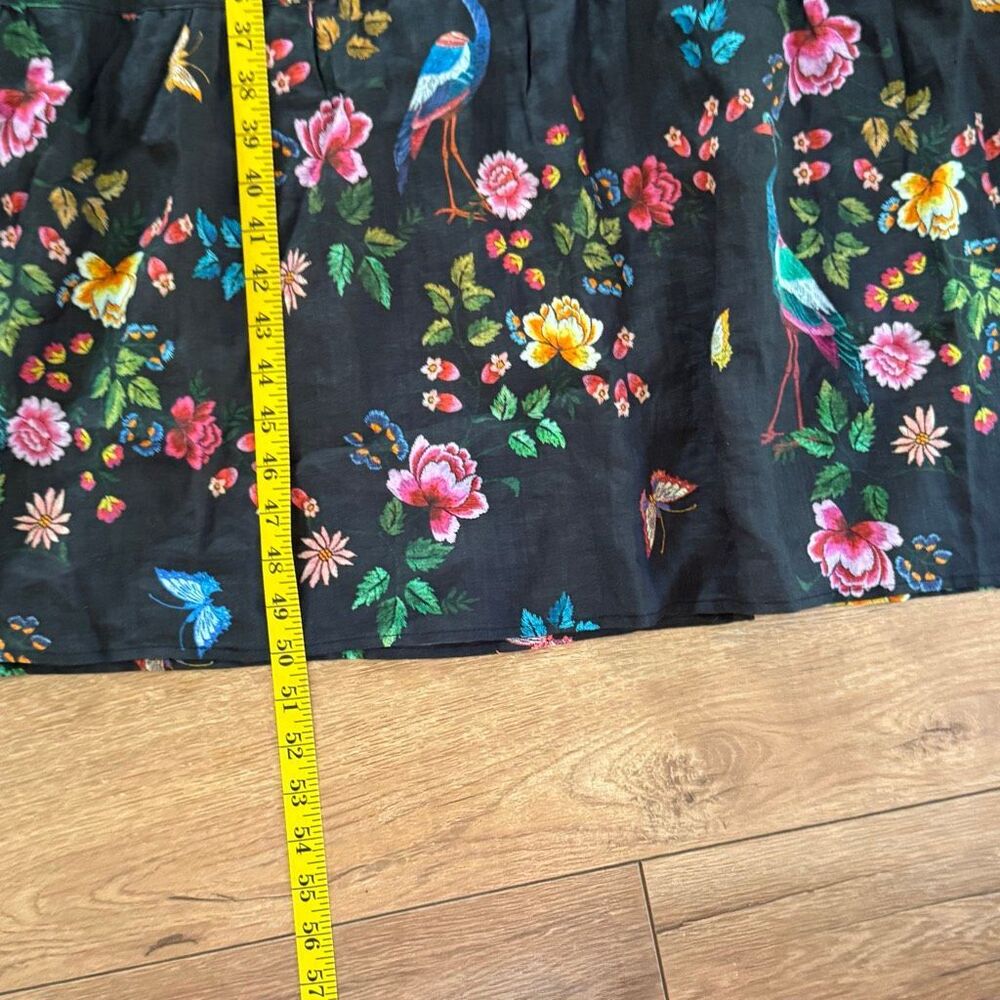 NWOT Was Womens Floral Tiered Embroidered V-Neck Boho Midi Dress Black Size XL - Picture 14 of 16